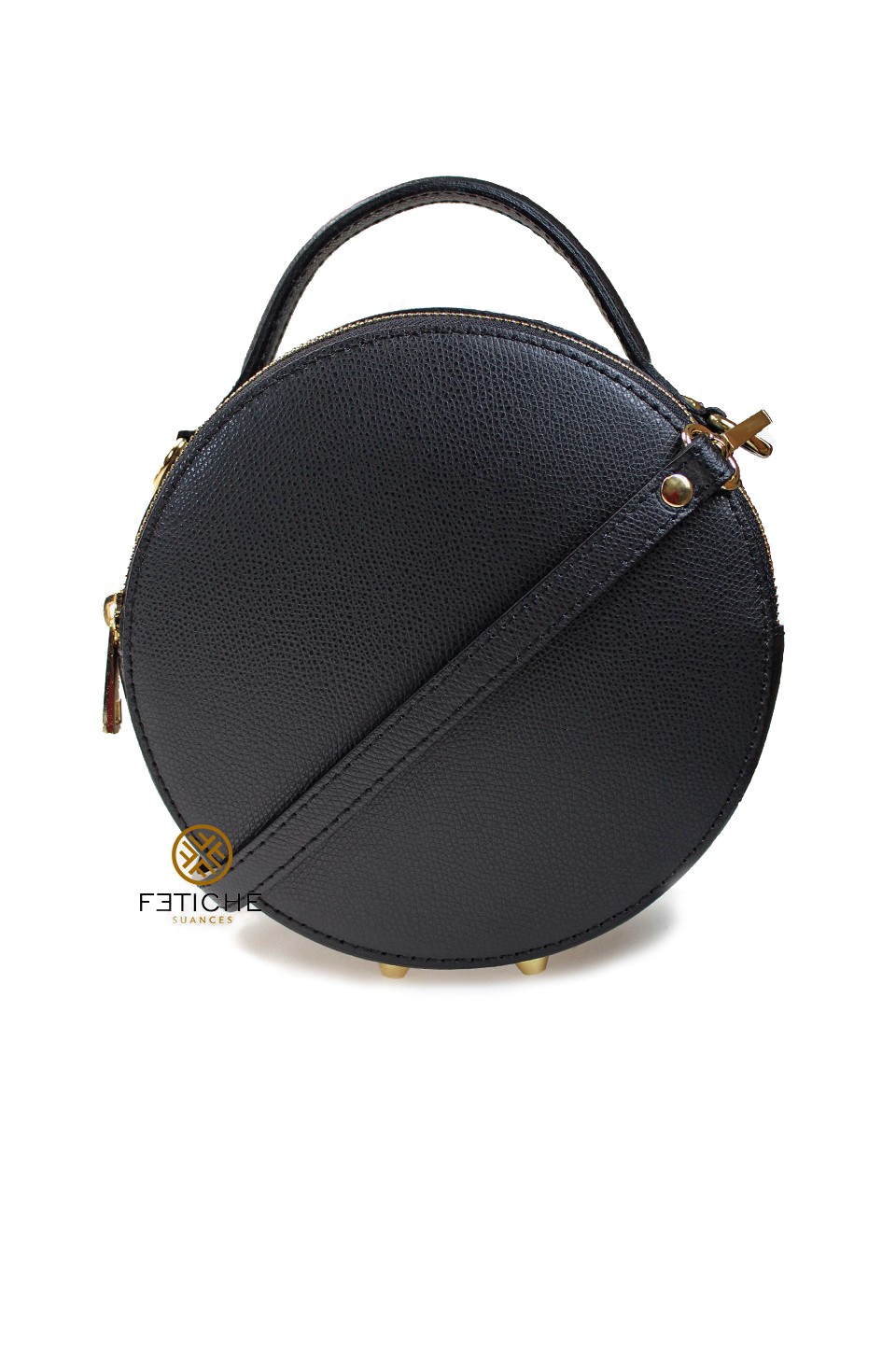 BOLSO PIEL CIRCULAR NEGRO