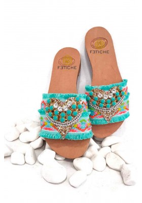 FLAT SANDALS GYPSY TURQUOISE