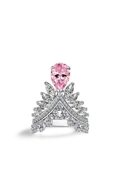 ANILLO PRINCESA DE PLATA PIEDRA ROSA