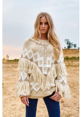 JERSEY HAND MADE FRINGED BOHO SWEATER BY FETICHE SUANCES