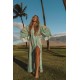 FARRAH HALF MOON GOWN AQUA SPELL