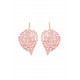 PENDIENTES HOJAS CIRCONITAS ROSAS