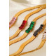 COLLAR CADENA SERPIENTE CRISTALES VERDES