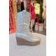 BOTA CAMPERA CUÑA DE PEIL METALIZADA PLATA