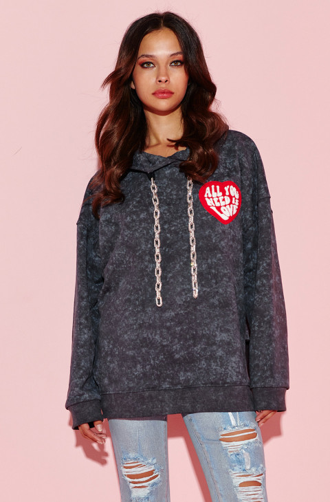 SUDADERA ¨ALL YOU NEED IS LOVE¨IN BLACK BY FETICHE SUANCES