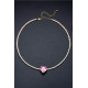 COLLAR TENIS CORAZÓN ROSA Y CIRCONITAS