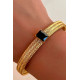 PULSERA DORADA DE ACERO CRISTAL NEGRO