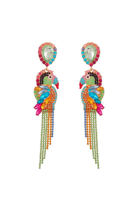 PENDIENTES PAJARO TROPICAL MULTICOLOR