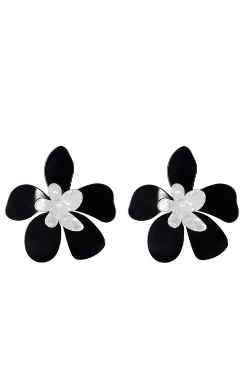 PENDIENTES MAXI FLOR BLANCO Y NEGRO