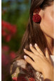 PENDIENTES ROSA ROJA OSCURA