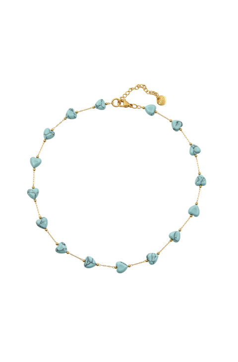 COLLAR CORAZONES TURQUESAS