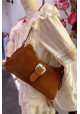 BOLSO ANTE COGNAC DETALLE TURQUESAS