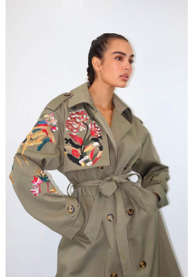 TRENCH VERDE MILITAR BORADOS